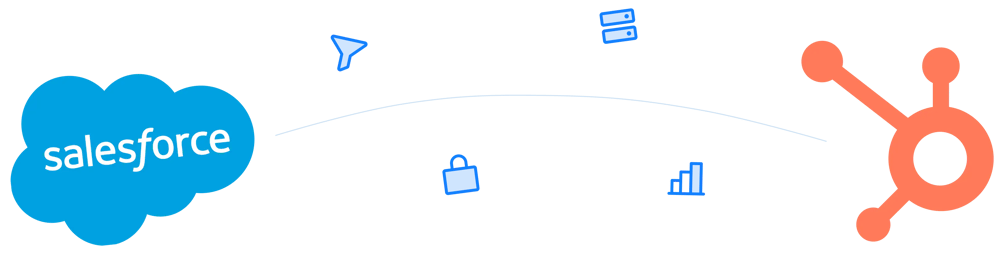 Sales force data going to hubSpot illustration Sales force data going to hubSpot illustration